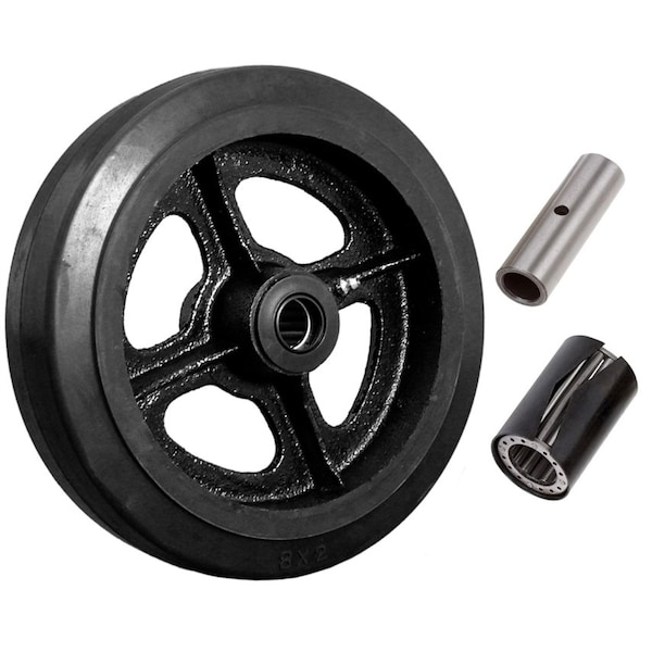 10"x2-1/2" Rubber on Cast Iron Wheel, 1,000 lbs cap.